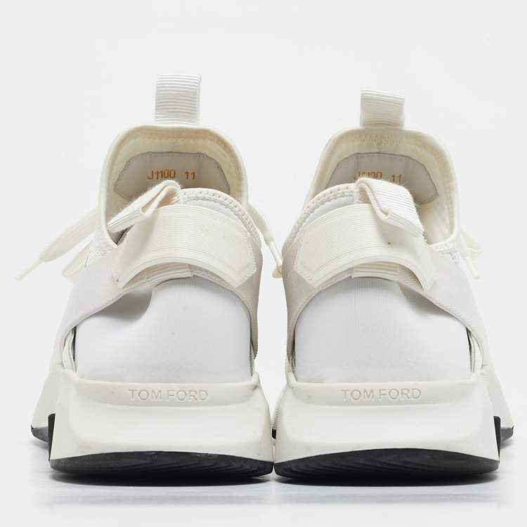 Pre Owned Tom Ford White Mesh and Neoprene Jago Sneakers Size 44