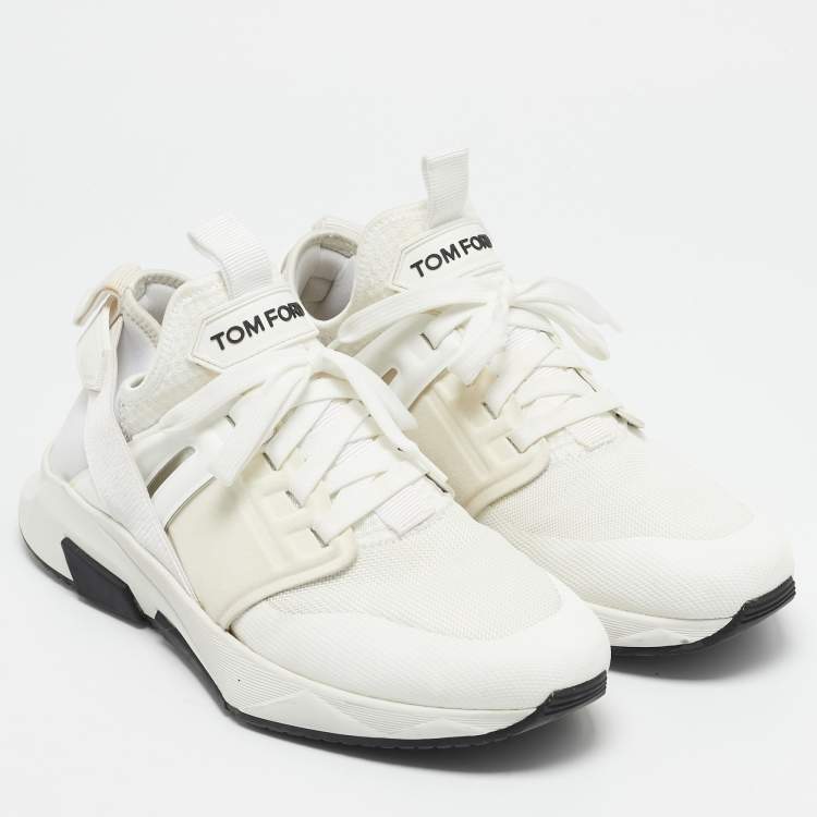 Pre Owned Tom Ford White Mesh and Neoprene Jago Sneakers Size 44