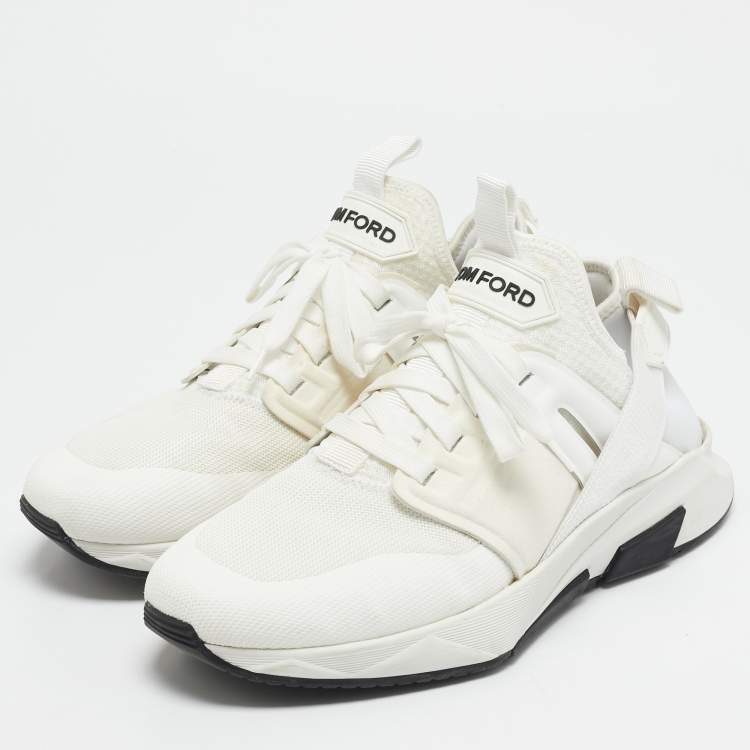 Pre Owned Tom Ford White Mesh and Neoprene Jago Sneakers Size 44