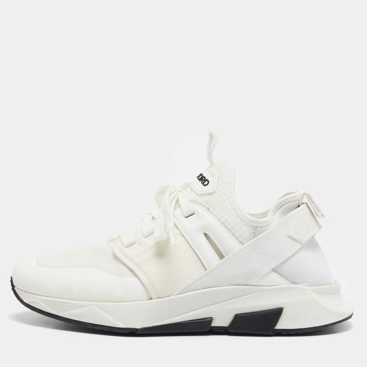 Pre Owned Tom Ford White Mesh and Neoprene Jago Sneakers Size 44