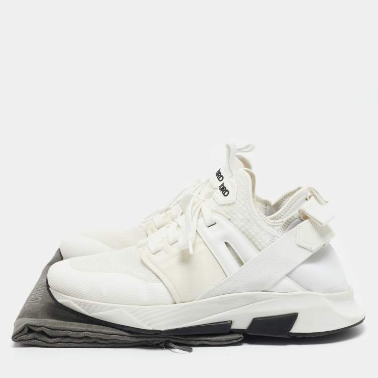 Pre Owned Tom Ford White Mesh and Neoprene Jago Sneakers Size 44
