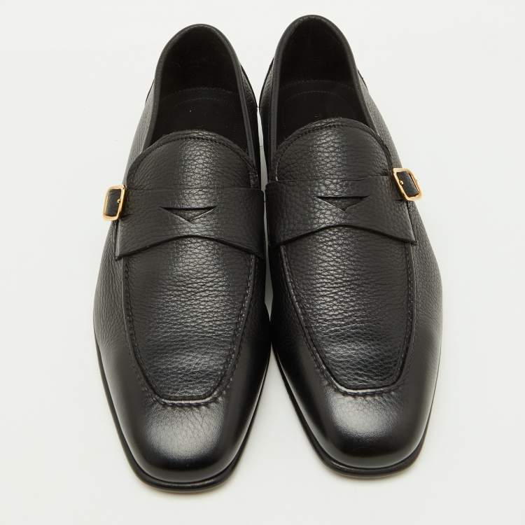 Pre Owned Tom Ford Black Leather Dover Slip On Loafers Size 40