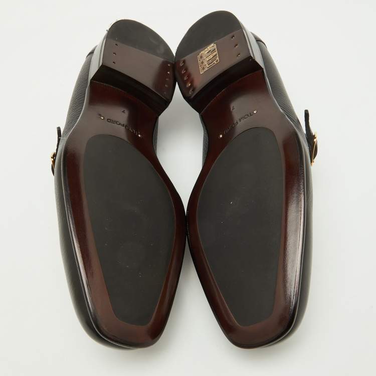 Pre Owned Tom Ford Black Leather Dover Slip On Loafers Size 40