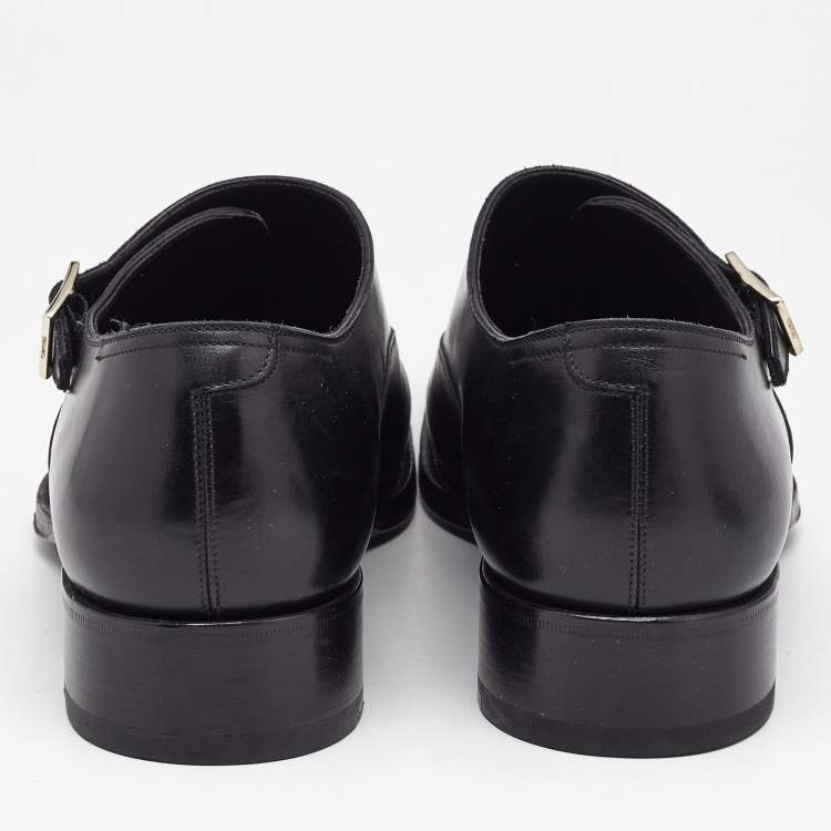 Pre Owned Tom Ford Black Leather Buckle Oxfords Size 44