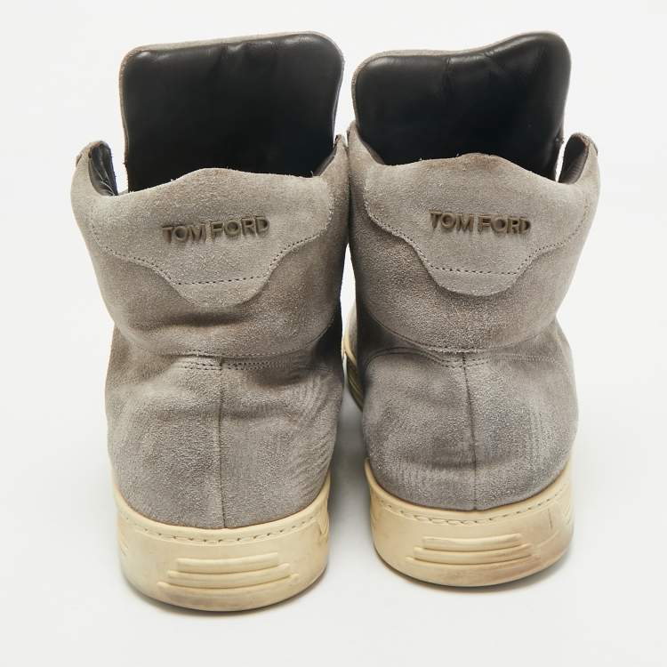 Pre Owned Tom Ford Grey Suede Russell High Top Sneakers Size 45