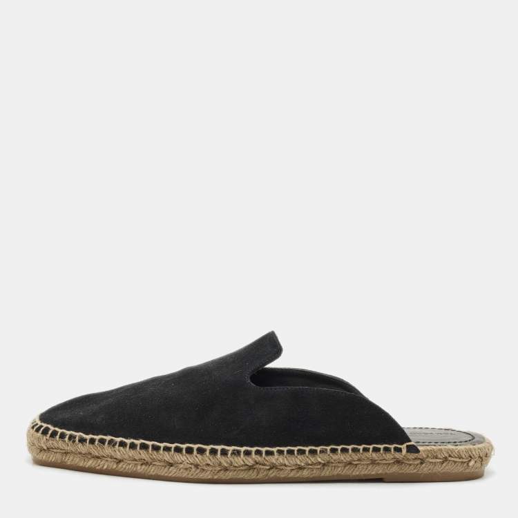 Pre Owned Tom Ford Black Suede Espadrille Flat Mules Size 44