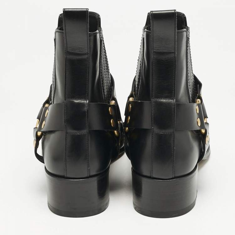 Pre Owned Tom Ford Black Leather Rupert Jodhpur Ankle Boots Size 44