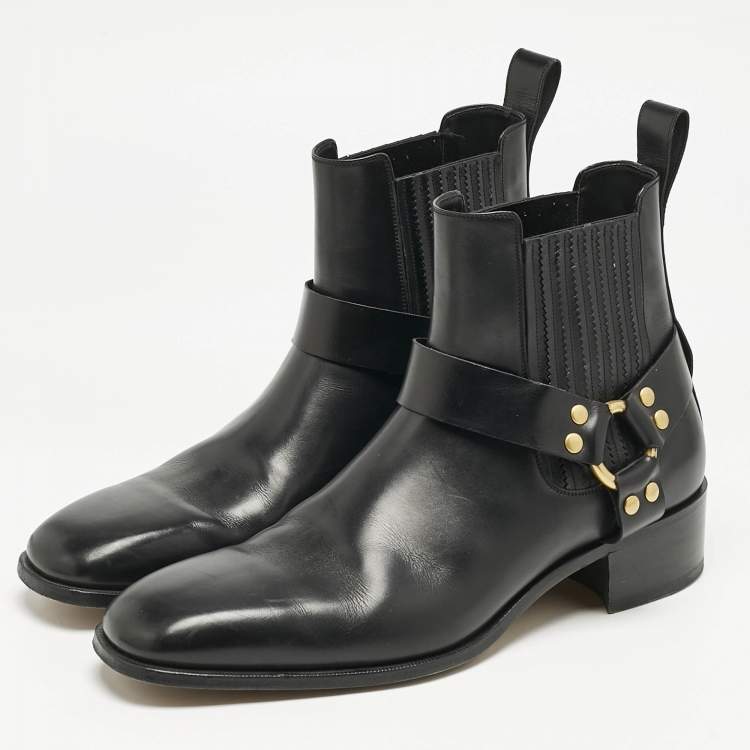 Pre Owned Tom Ford Black Leather Rupert Jodhpur Ankle Boots Size 44