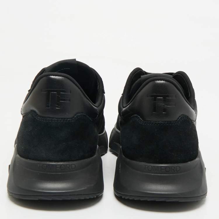 Pre Owned Tom Ford Black Leather and Neoprene Lace Up  Sneakers Size 40