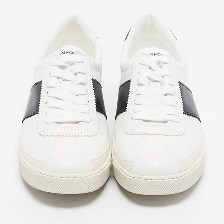 Pre Owned Tom Ford White Leather Warwick Lace Up Sneakers Size 43.5