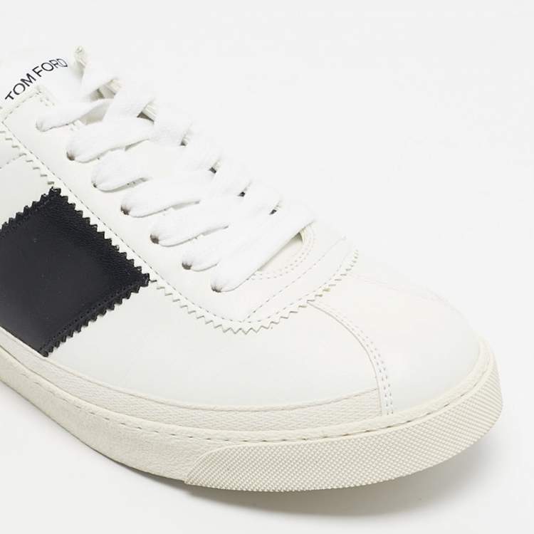 Pre Owned Tom Ford White Leather Warwick Lace Up Sneakers Size 43.5