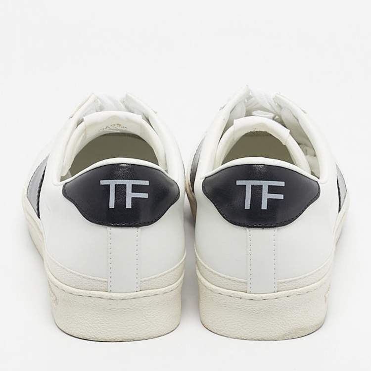 Pre Owned Tom Ford White Leather Warwick Lace Up Sneakers Size 43.5