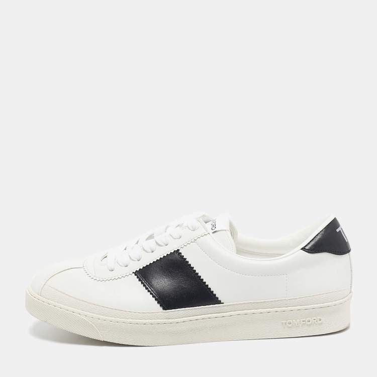 Pre Owned Tom Ford White Leather Warwick Lace Up Sneakers Size 43.5