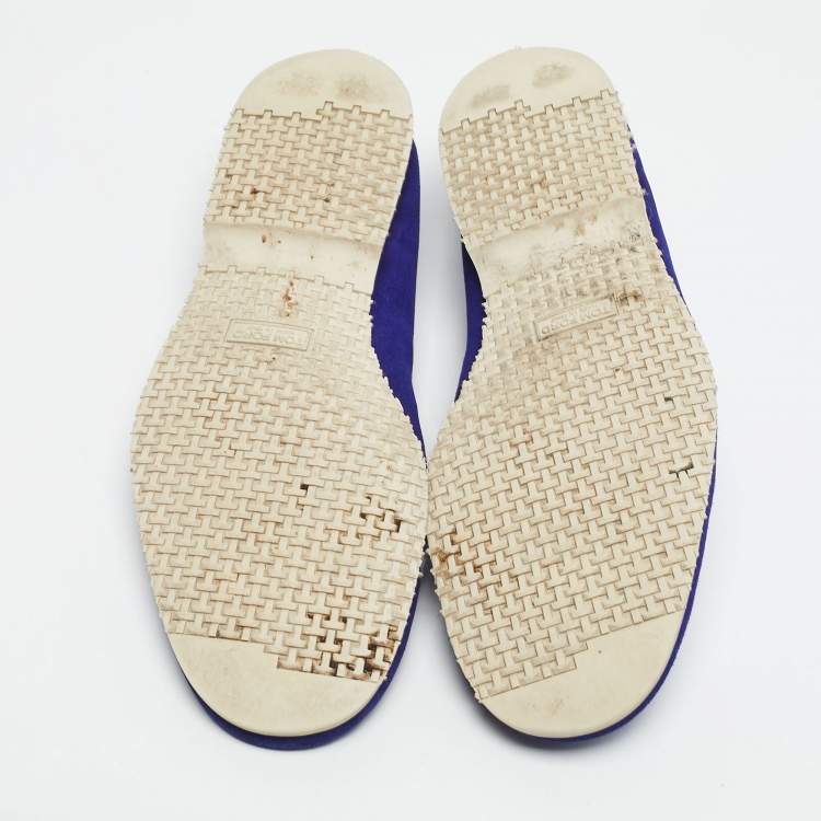 Pre Owned Tom Ford Blue Suede Tassel Detail Loafers Size 44.5