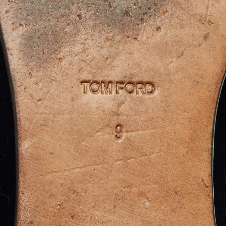 Pre Owned Tom Ford Navy Blue Velvet York Chain Loafers Size 42