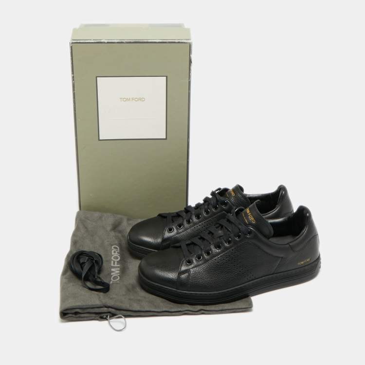 Pre Owned Tom Ford Black Perforated Leather Warwick Sneakers Size 43