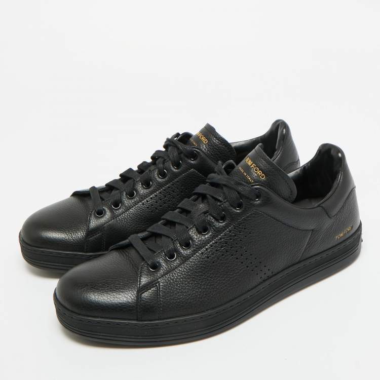 Pre Owned Tom Ford Black Perforated Leather Warwick Sneakers Size 43