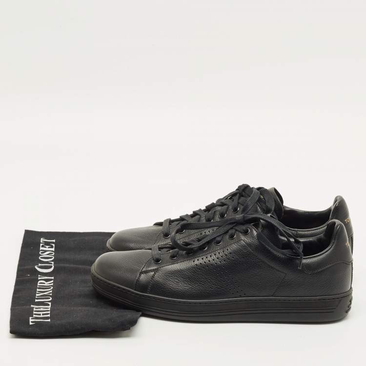 Pre Owned Tom Ford Warwick Size 41 Black Leather Low Top Sneakers