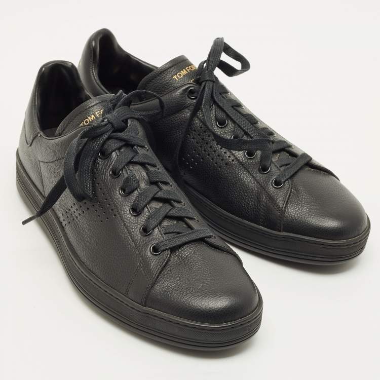 Pre Owned Tom Ford Warwick Size 41 Black Leather Low Top Sneakers