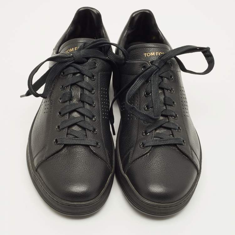 Pre Owned Tom Ford Warwick Size 41 Black Leather Low Top Sneakers