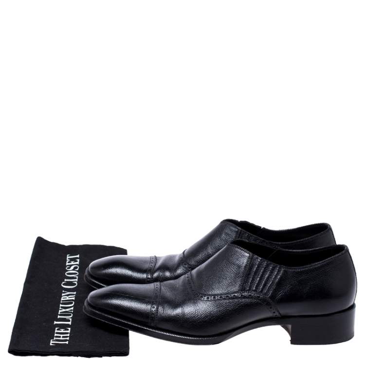 Pre Owned Tom Ford Black Leather Slip On Loafers Size 44.5
