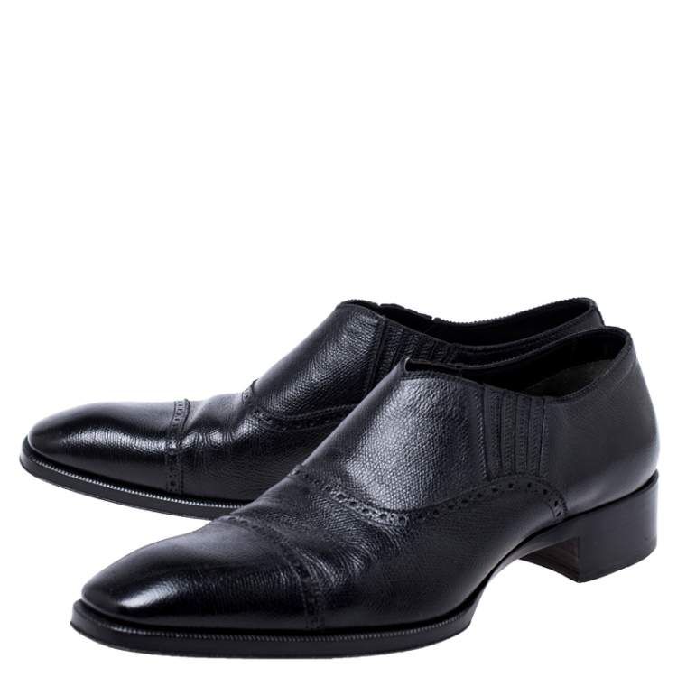 Pre Owned Tom Ford Black Leather Slip On Loafers Size 44.5
