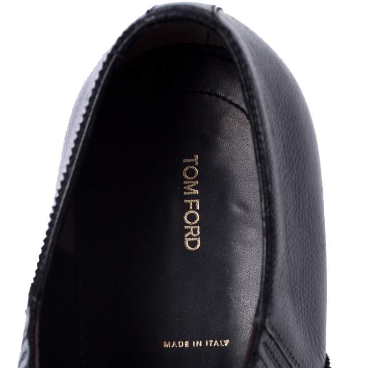 Pre Owned Tom Ford Black Leather Slip On Loafers Size 44.5