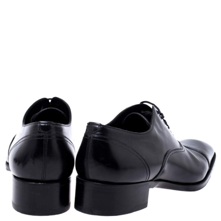 Pre Owned Tom Ford Black Leather Lace Up Oxfords Size 45