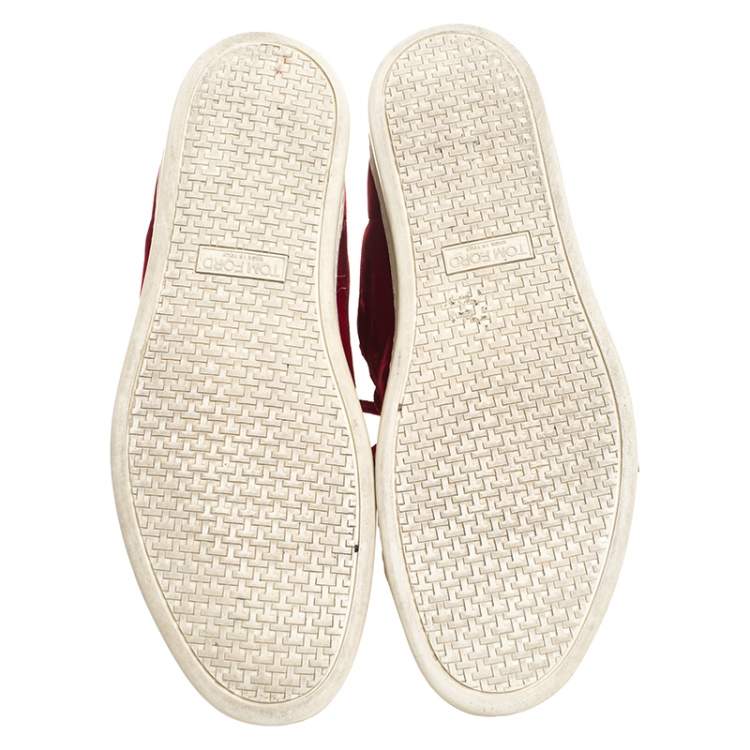 Pre Owned Tom Ford Red Velvet Russell High Top Sneakers Size 46