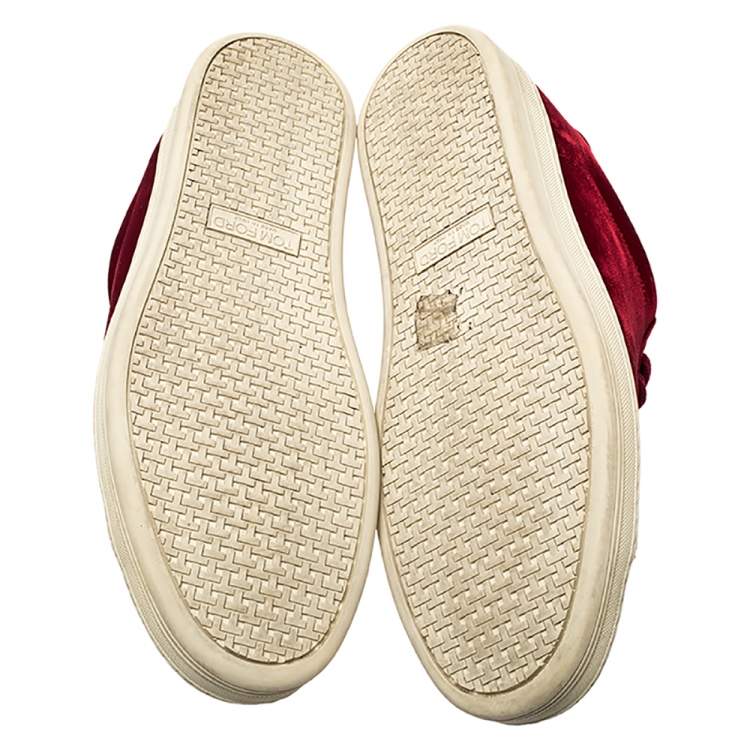 Pre Owned Tom Ford Red Velvet Russell Low Top Sneakers Size 44