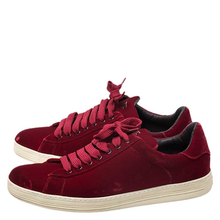 Pre Owned Tom Ford Red Velvet Russell Low Top Sneakers Size 44