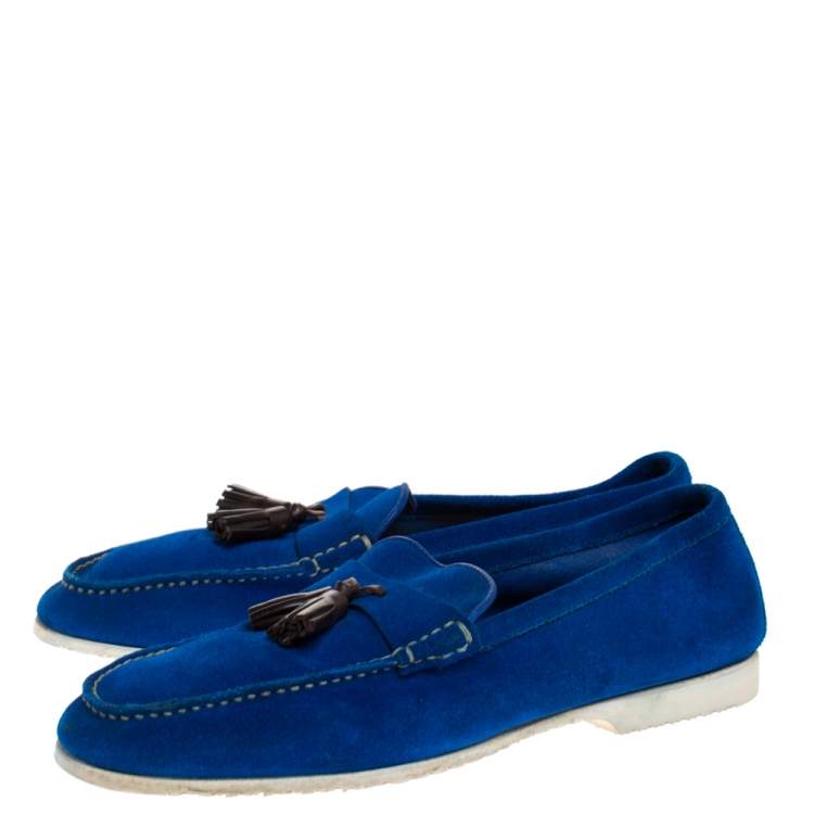 Pre Owned Tom Ford Blue Suede Tassel Detail Loafers Size 43