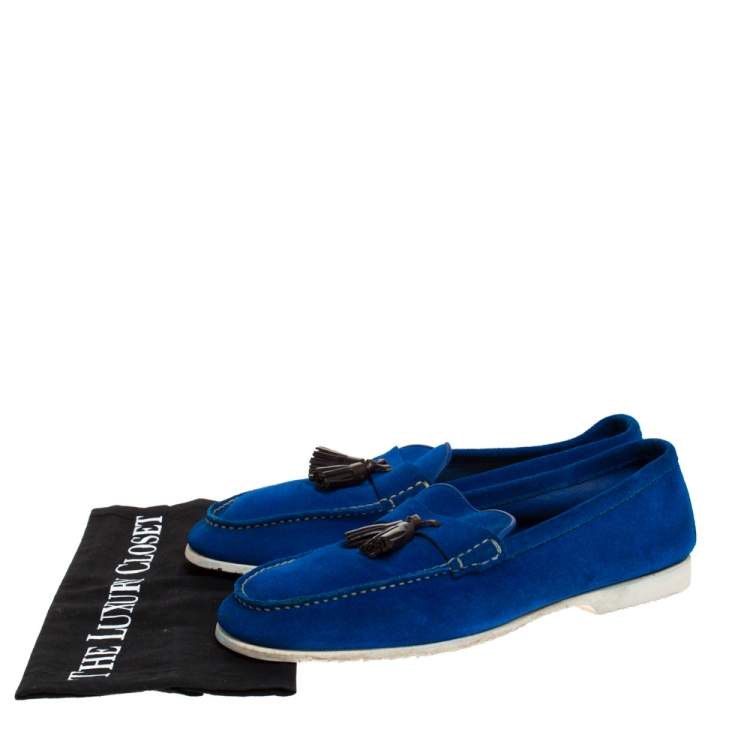 Pre Owned Tom Ford Blue Suede Tassel Detail Loafers Size 43