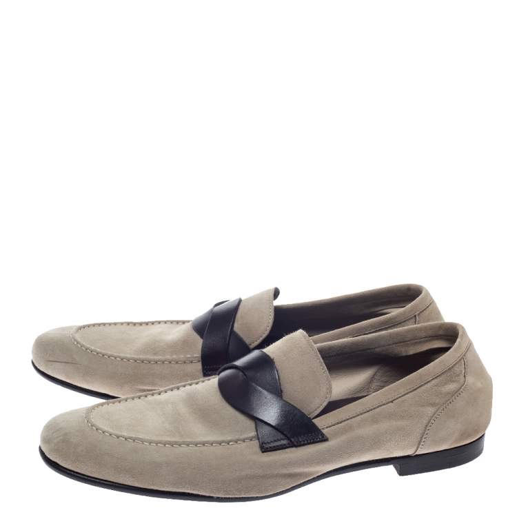 Pre Owned Tom Ford Two Tone Suede Leather Twist Band Elkan Loafer Size 41