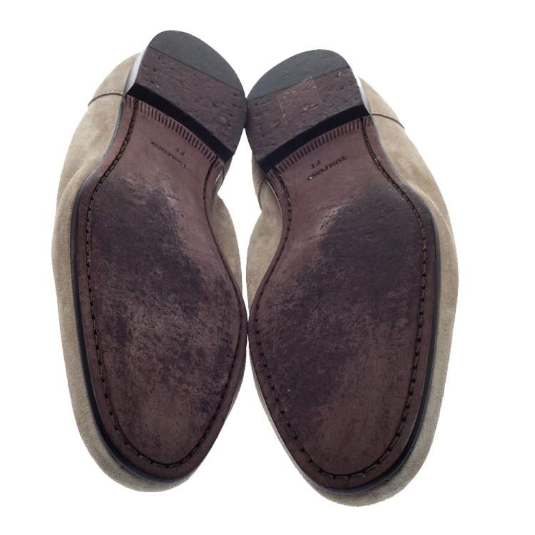 Pre Owned Tom Ford Two Tone Suede Leather Twist Band Elkan Loafer Size 41