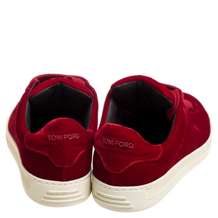 Pre Owned Tom Ford Red Velvet Russell Low Top Sneakers Size 42