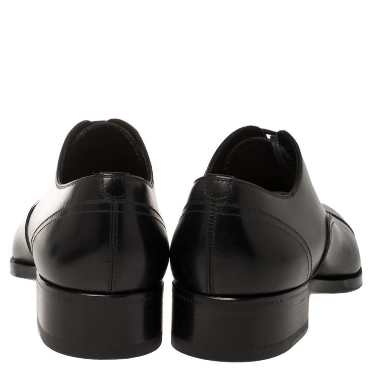 Pre Owned Tom Ford Black Leather Lace-Up Oxfords Size 40.5