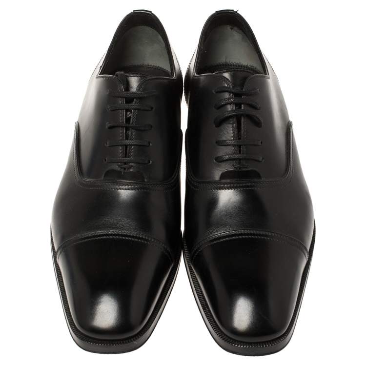 Pre Owned Tom Ford Black Leather Lace-Up Oxfords Size 40.5