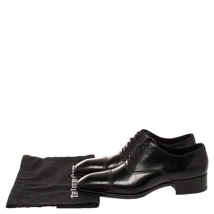 Pre Owned Tom Ford Black Leather Lace-Up Oxfords Size 40.5