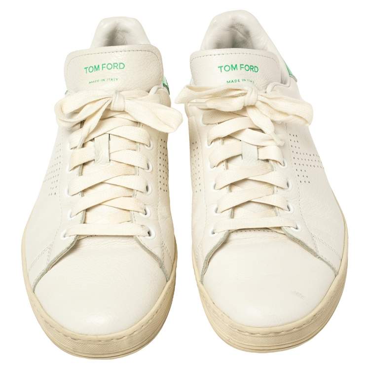 Pre Owned Tom Ford White Leather Warwick Low Top Sneakers Size 41.5