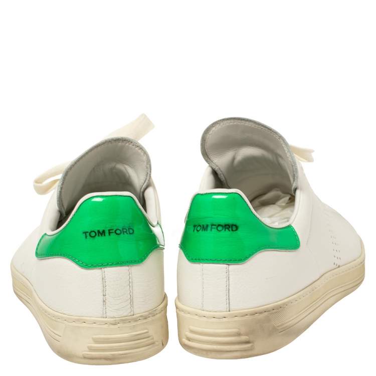 Pre Owned Tom Ford White Leather Warwick Low Top Sneakers Size 41.5