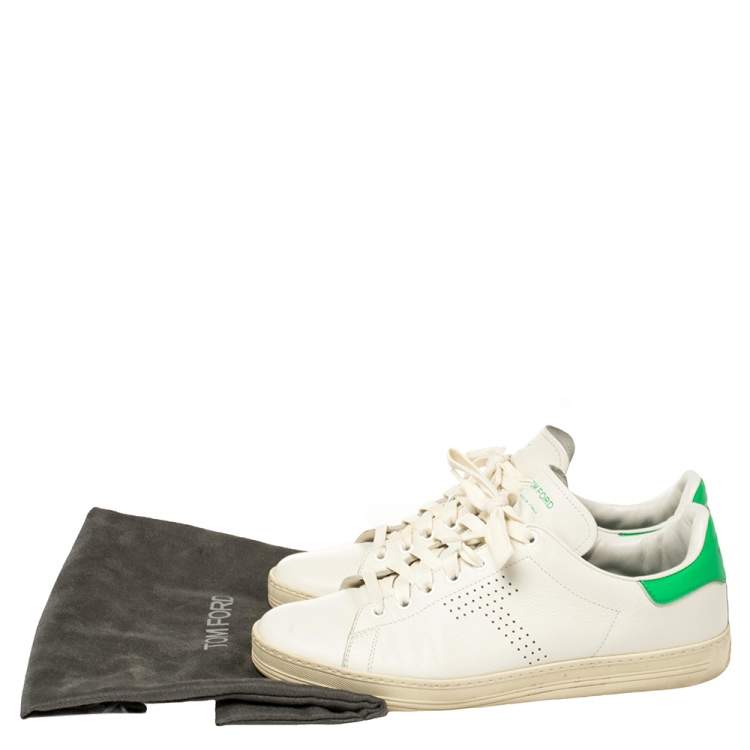 Pre Owned Tom Ford White Leather Warwick Low Top Sneakers Size 41.5