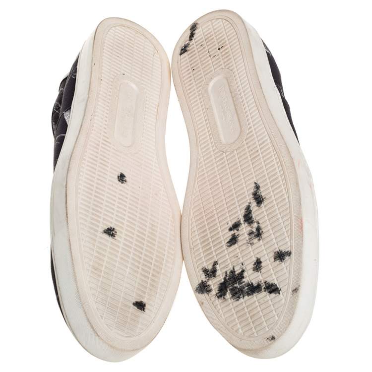 Pre Owned Dolce & Gabbana Blue/White Owl Print Canvas Slip On Sneakers Size 44