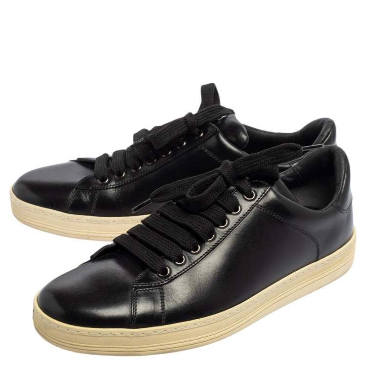 Pre Owned Tom Ford  Black Leather Low Top Sneakers Size 41.5