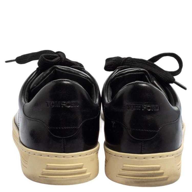 Pre Owned Tom Ford  Black Leather Low Top Sneakers Size 41.5