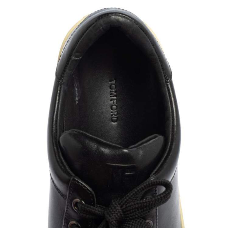 Pre Owned Tom Ford  Black Leather Low Top Sneakers Size 41.5