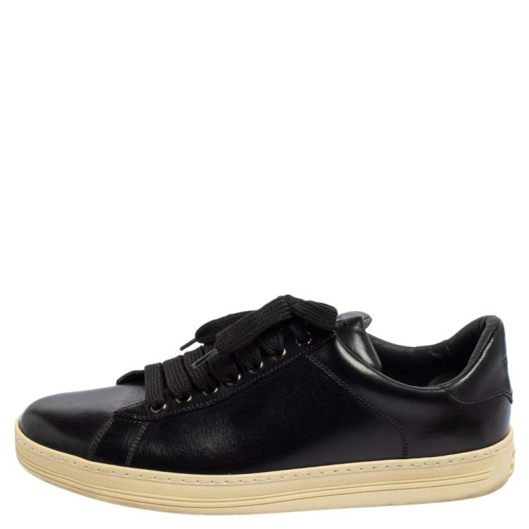 Pre Owned Tom Ford  Black Leather Low Top Sneakers Size 41.5