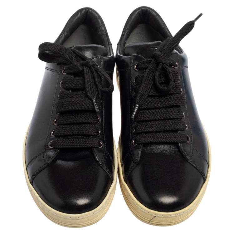 Pre Owned Tom Ford  Black Leather Low Top Sneakers Size 41.5