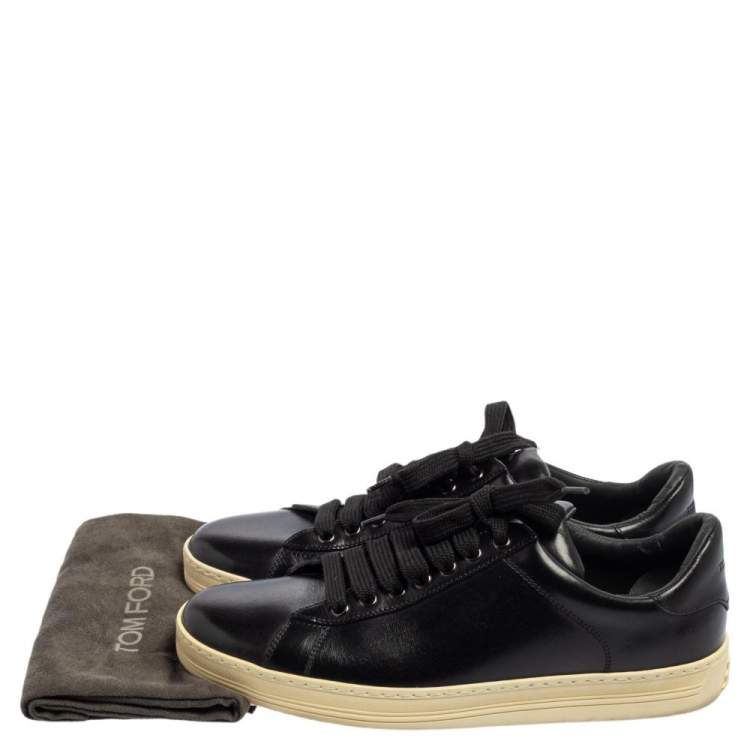 Pre Owned Tom Ford  Black Leather Low Top Sneakers Size 41.5