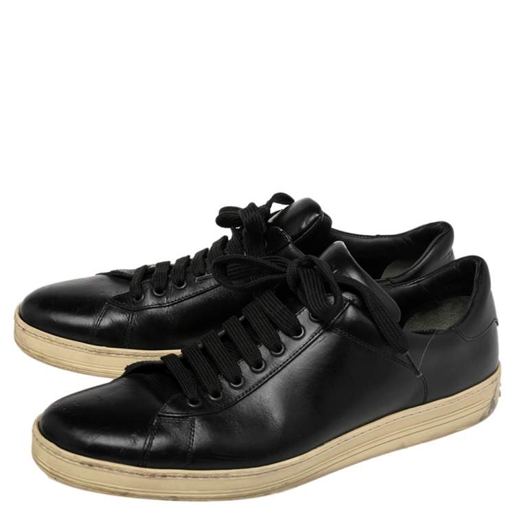 Pre Owned Tom Ford Black Leather Warwick Low Top Sneakers Size 44